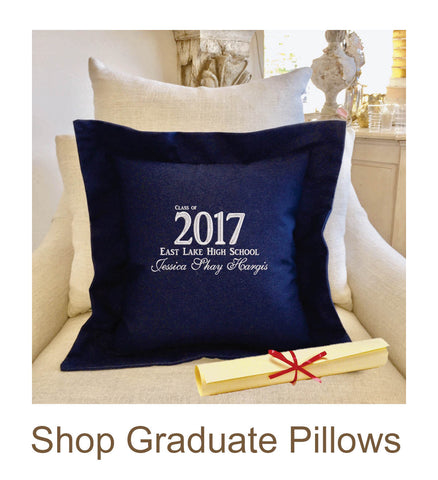 Graduation Gift Pillow with Pocket | Forever Pillows Personalized Embroidered Gift